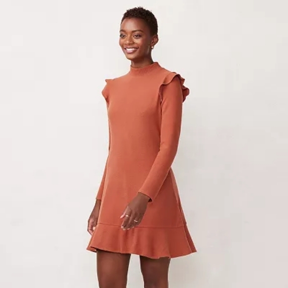 NWT Lauren Conrad Burnt Orange Sweater Dress - Picture 1 of 13